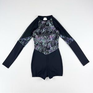 Weissman Showtime Natural Dripped Biketard Mesh Dance Costume Outfit